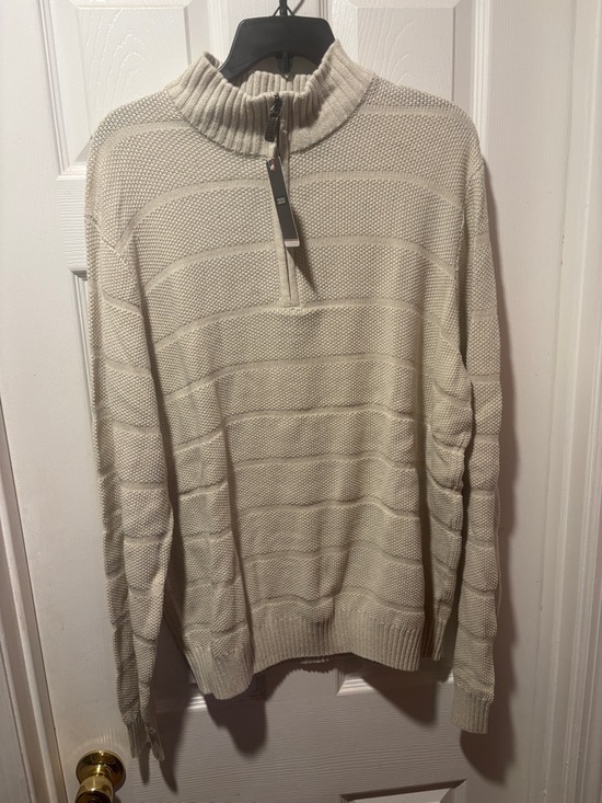 Izod Other - Men's Half-Zip Textured Knit Sweater - Cream (C1)